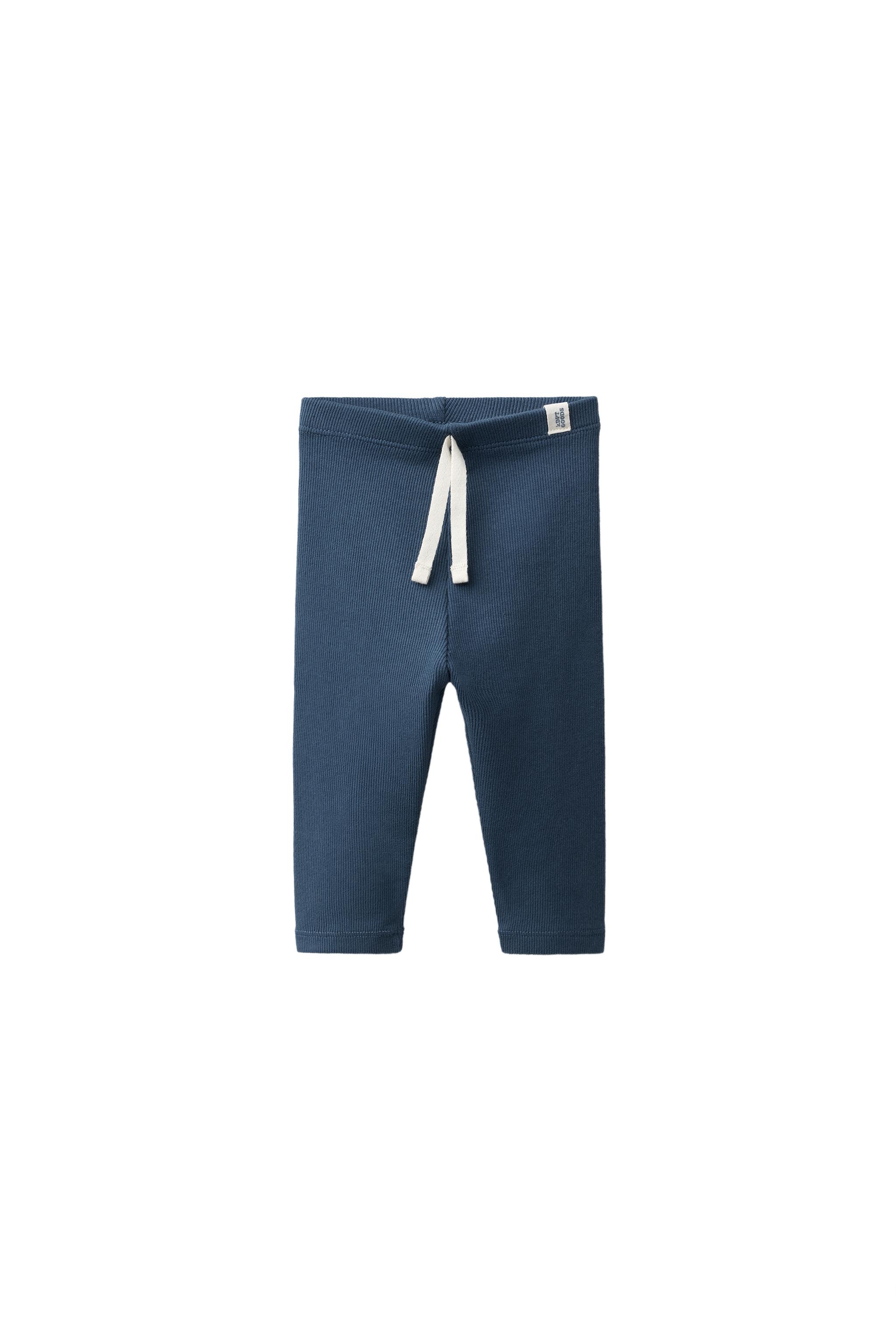 LABEL DETAIL RIBBED LEGGINGS